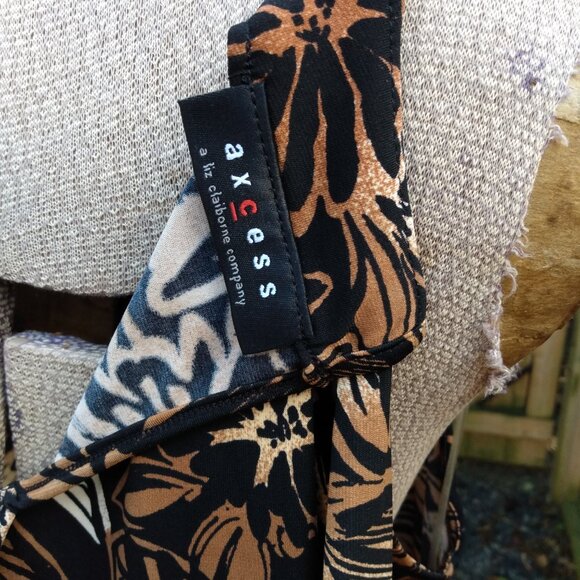 Brown Black Floral Dress Size Medium Sleeveless Liz Claiborne - Picture 8 of 10